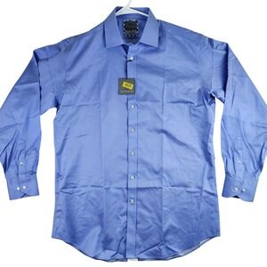 Thomas Dean Mens Dress Shirt Blue 100% Cotton Non Iron Size 16 34 35 NWT